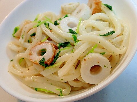 竹輪と豆苗の洋風冷やしうどん♬